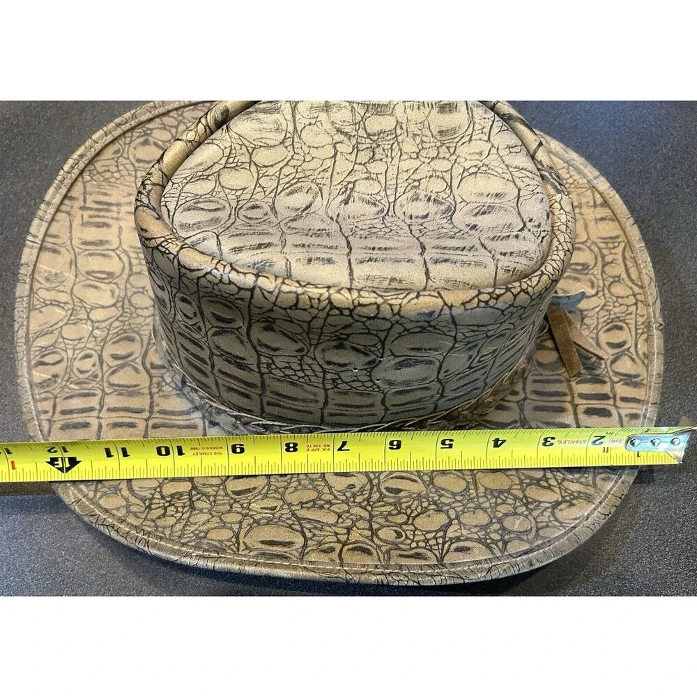 Vintage Born Down Under Kangaroo Leather Australia Outback Hat Croc Design Large
